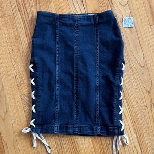 Denim Lace-Up Jean Skirt Y2K SIZE 0 FREE PEOPLE